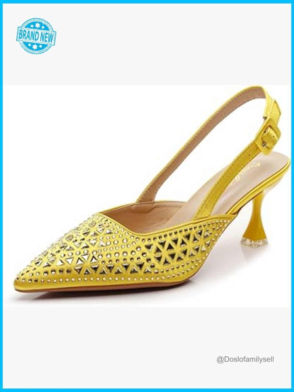 Womens Slingback Pump Heels Studded Patent Leather Evening Party Shoes 2.5in
